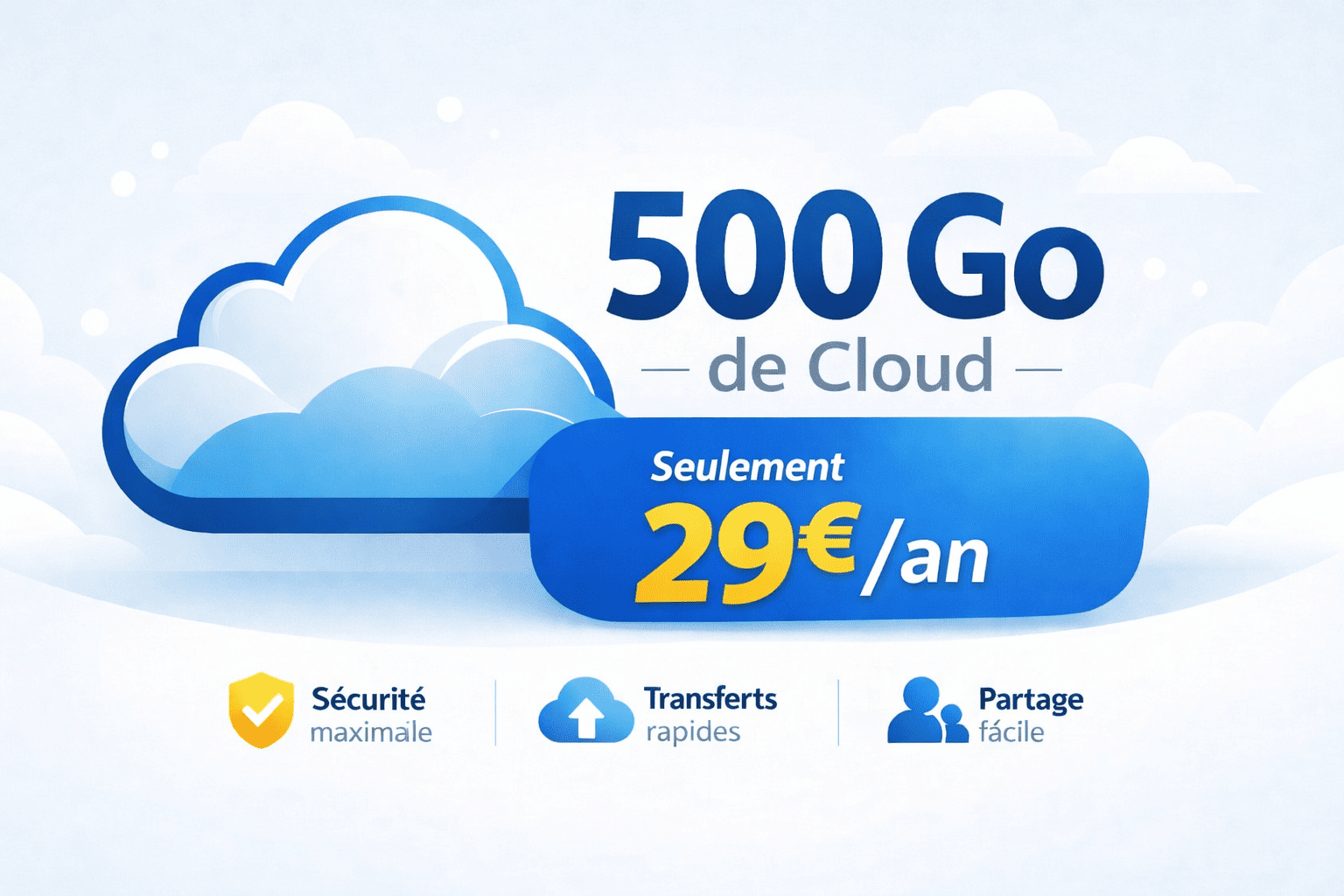 Cheap and secure cloud storage 500 GB - 29€/month